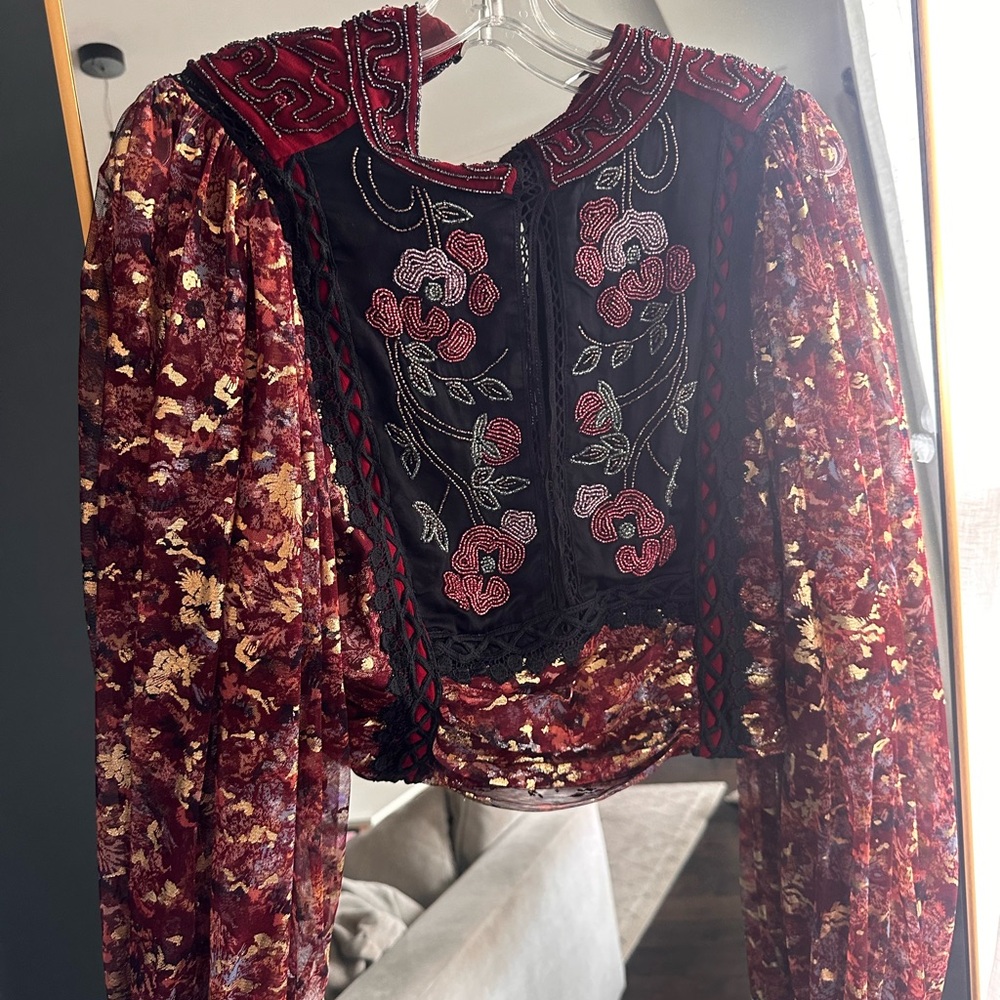 Embroidered Floral Women's Top Free People